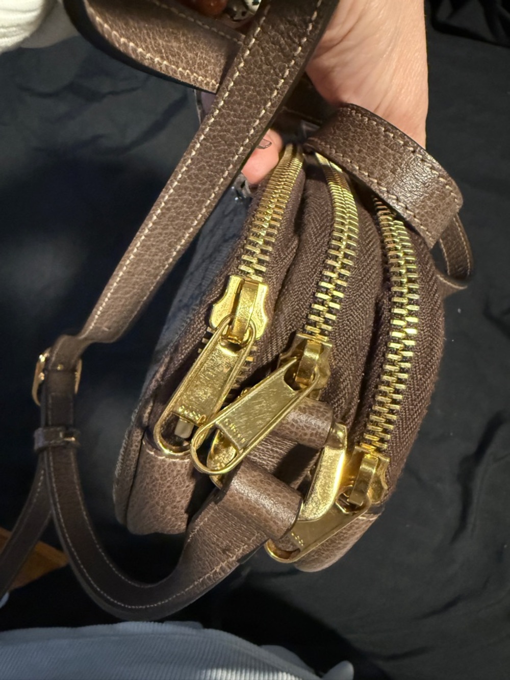 Gucci Ophidia Beige GG Supreme triple zipper Canvas Crossbody - Picture 12 of 15
